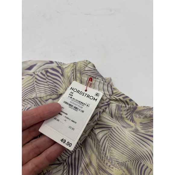 Open Edit Women’s Printed Drawstring Waist Flowy Shorts, Cream/Beige/Purple - Picture 6 of 11